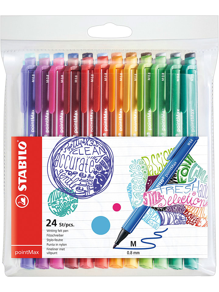 Filzschreiber "STABILO pointMax" - 24er Pack - 24 verschiedene Farben - onesize