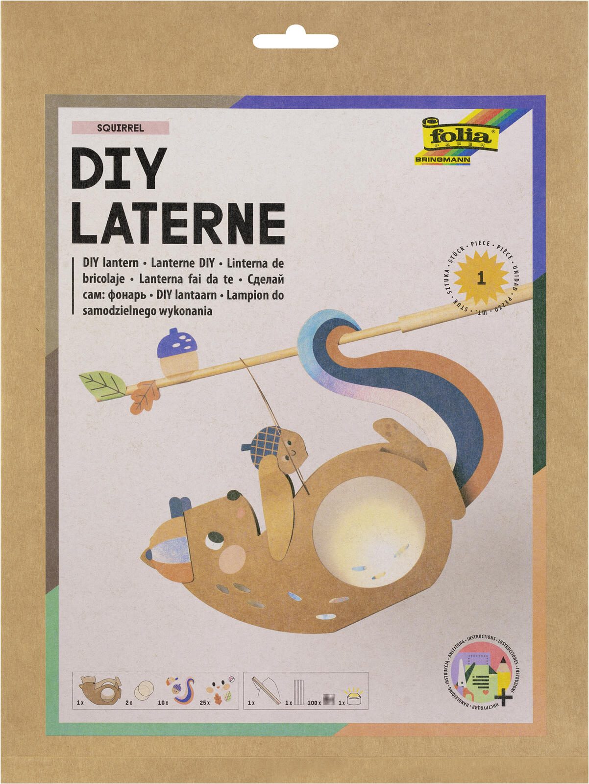 folia Laternen Bastelset SQUIRREL braun 95302