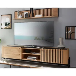 Massivholz »Ascona« Lowboard VI 200x51x45 cm / mit Inlay Anthrazitglas