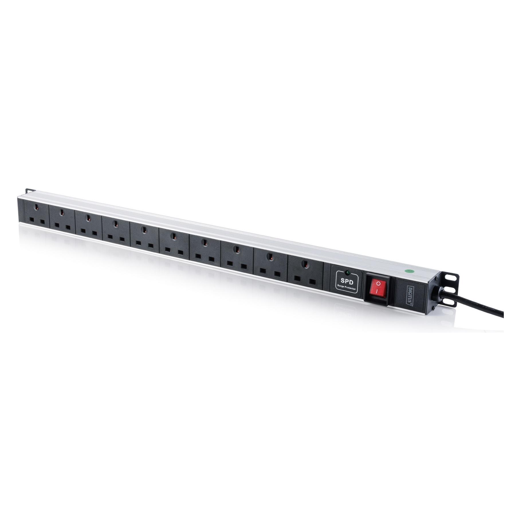 Digitus 1U PDU,geschaltet,m.Überlastschutzabdeckung 10x UK Steckdosen, vertikale Montage, 1,8 m Kabel (DN-95464)