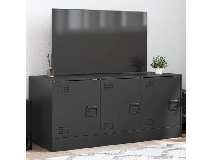 SALE 2026  Armoire TV moderne Noir - Meuble TV noir 99x39x44cm acier 6106719095907