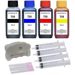 Nachfüllset 400 ml Druckertinte + Chipresetter für Epson T3591-T3594, T35XL Druckerpatronen