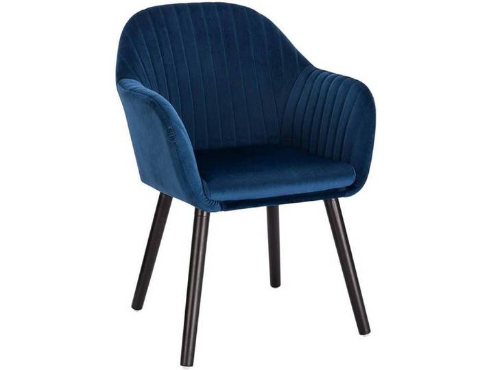 Fauteuil lounge velours et bois bleu 19_0000193