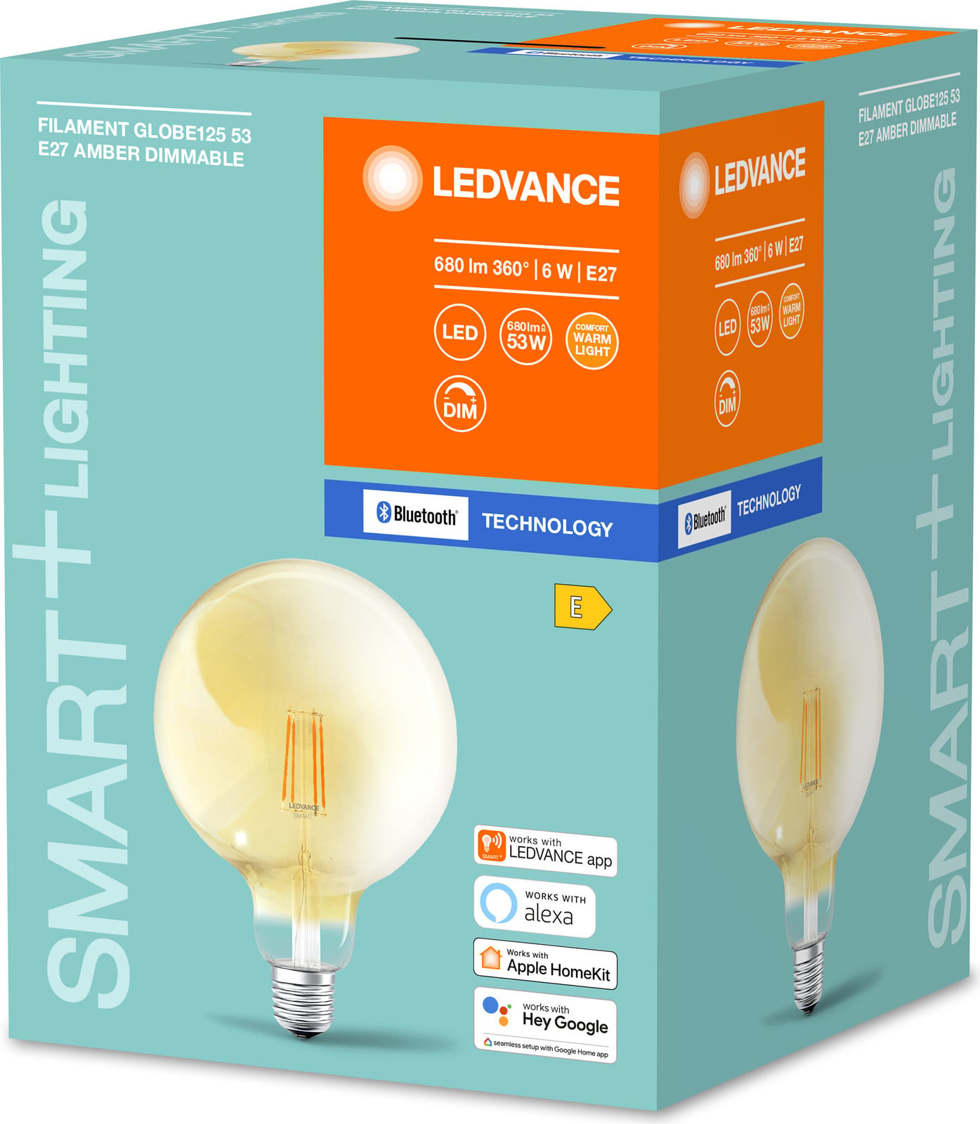 Osram SMART+ Filament Globe LED Slimme Lamp, Dimbaar, Bluetooth, E27, Transparant