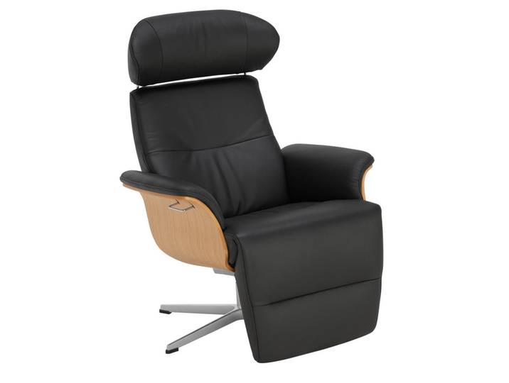 Conform Relaxsessel, Schwarz, Eichefarben, Alufarben, Metall, Echtleder, Eiche, furniert, 81x103x80 cm, Lederauswahl, Stoffauswahl, Wohnzimmer, Sessel, Relaxsessel