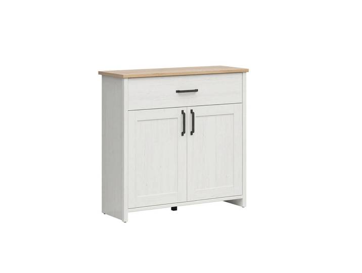 Petits-meubles Sideboard Aksel Weiß und Holz, Holzwerkstoff, 1 Schubladen, 102x99x37 cm, Kleinmöbel, Kommoden