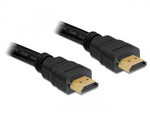 Delock HDMI Anschlusskabel HDMI-A Stecker 15m Schwarz 82710 Rund, 4K UHD, vergoldete Steckkontakte, verdrillt HDMI-Kabel