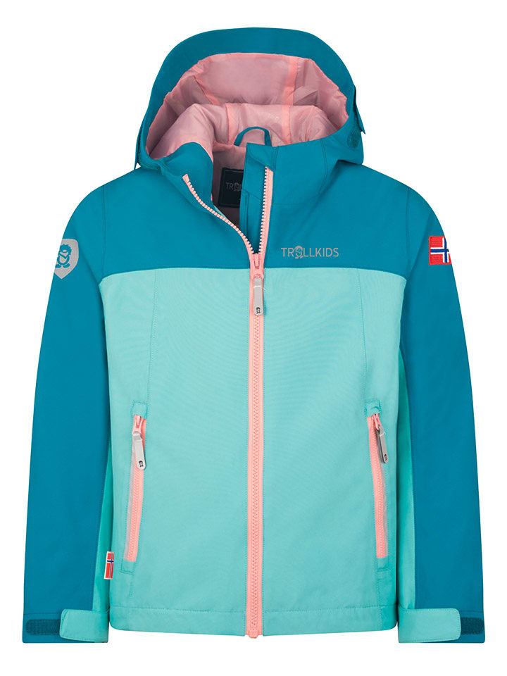 Trollkids Regenjacke "Telemark" in Hellblau/ Rosa - 116
