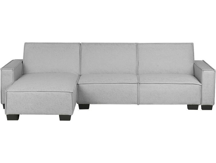 BELIANI Ecksofa Hellgrau Polsterbezug L-Förmig Rechtsseitig Schlaffunktion Minimalistisch Wohnzimmer