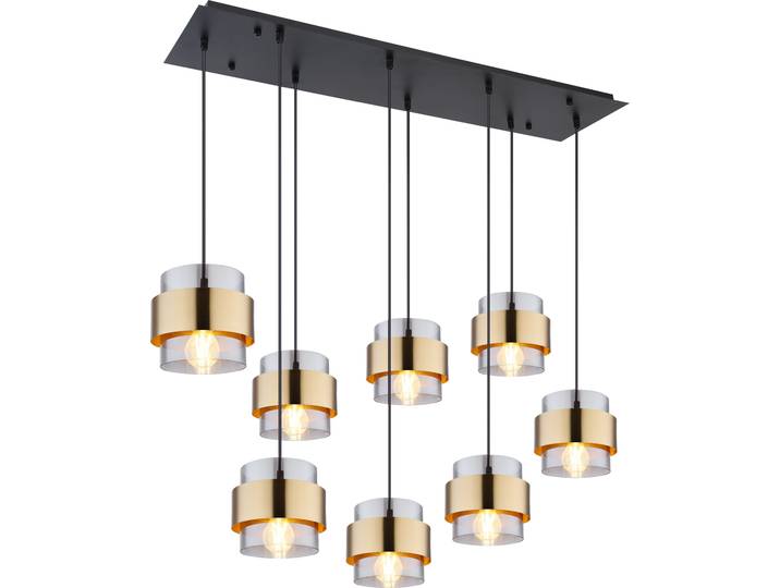Globo Lighting Lampe à suspendre métal noir mat\, 8x E27