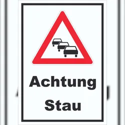 HB-Druck Schild Achtung Stau A5 (148x210mm)