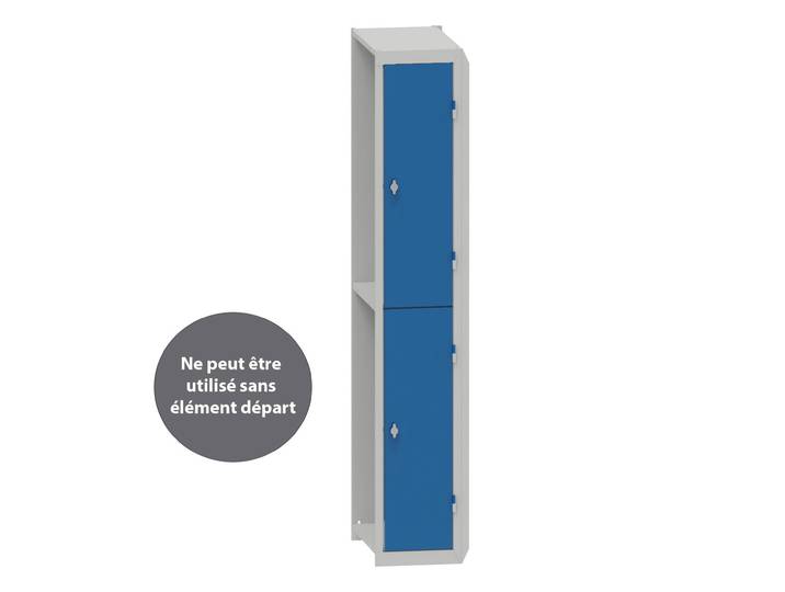 Vestiaire Budget 2 casiers - Suivant L.30 cm - Bleu