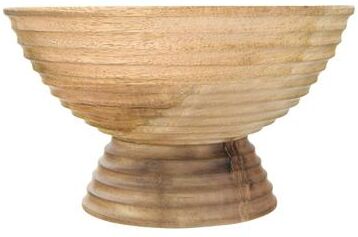 Storied Home Round Mango Wood Footed Bowl