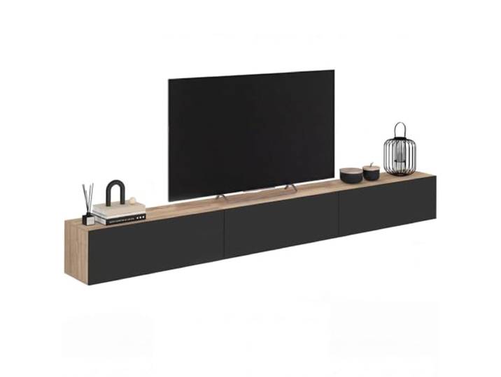 IDMarket - TV-Möbel 270 cm hängend Elio 3 Türen Holz und Schwarz