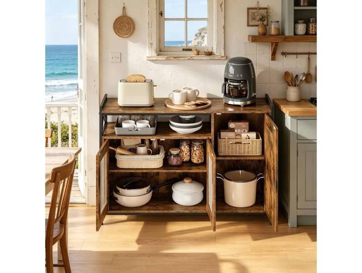 Armoire de cuisine style industriel buffet avec étagère ouverte rangement pour salon