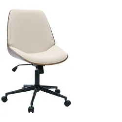 Bürostuhl mit Rollen aus Holz und strukturiertem Samteffekt in Beige DOUGLAS