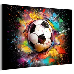 METALLBILD Fußball - Farbe - Farben - Schwarz - Weiß 30x20 cm