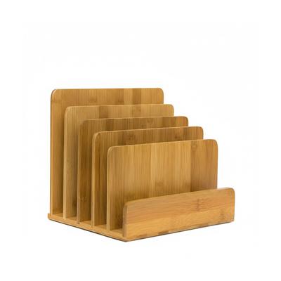 Relaxdays Dokumentenhalter Bambus, 5 Fächer, Prospekte, Zeitschriften, Briefablage, HBT: ca. 23 x 24,5 x 20,5 cm, natur
