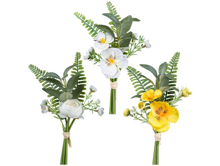 Kunstblumenstrauß CREATIV GREEN Mix aus Stiefmütterchen und Ranunkel , bunt, H:27cm, Kunststoff, Kunstpflanzen, Kunstblumenstrauß, mit detailgetreuen Blüten