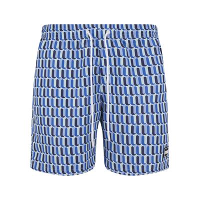 Badeshorts URBAN CLASSICS "Urban Classics Herren Pattern Swim Shorts", Herren, Gr. XL, US-Größen, blau (blau retro pattern), 100% Polyester, Badehosen Badeshorts