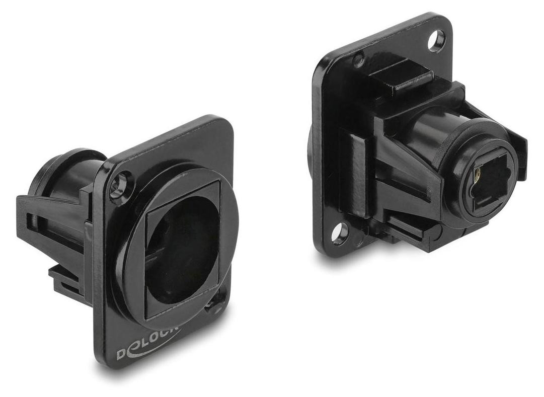Delock D-type module TOSLINK-connector mannelijk naar vrouwelijk zwart metaal voor panelen