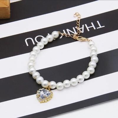 Uplift Picks Adjustable Pearl Cat Collar Necklace For Kittens j 30 35 Cm