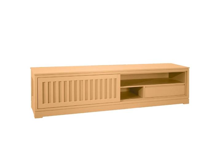 Meuble TV cannelé Pin massif brossé Beige/Marron/Pin foncé 206cm