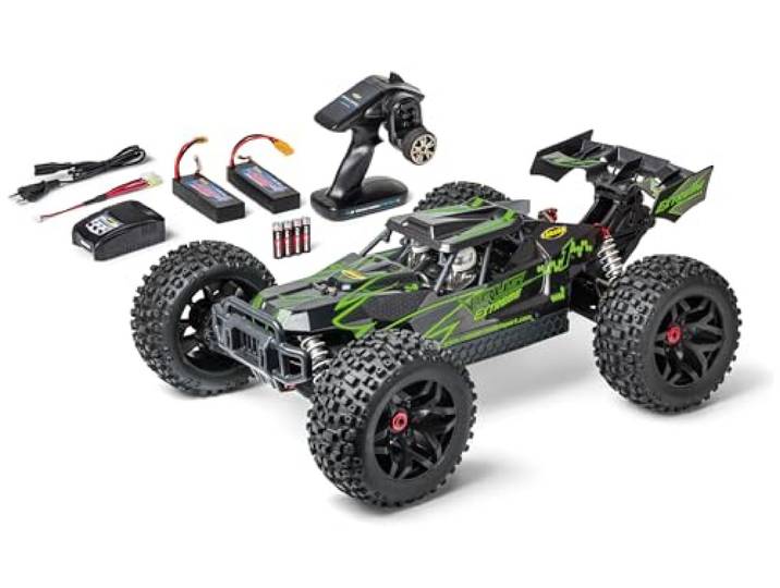 Carson 500409084 1:8 Virus Extreme 2.4G 100% RTR grün - RC Buggy, ferngesteuertes Auto, Offroad, hochwertig, RC Fahrzeug, RC Auto 70 km/h, RC Auto