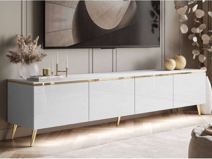 ALLHOUSE24 TV-Schrank NELLY Metallbeine LED Beleuchtung Sideboard mit verschiedene Farben Breite 200 cm