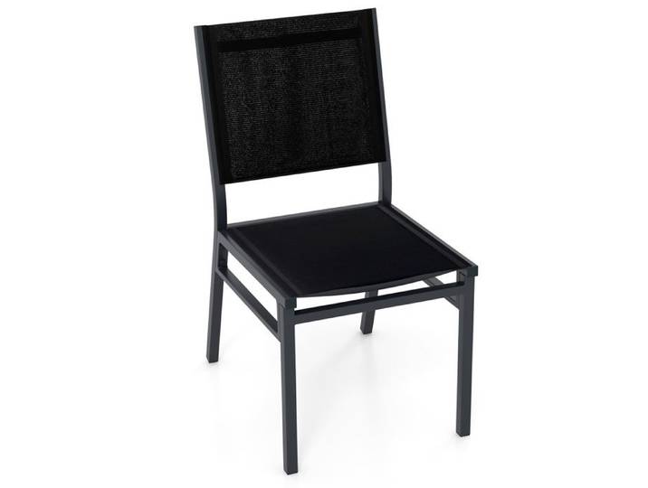 COSTWAY Chaise de Jardin avec Siège et Dossier Respirants sans Accoudoirs Cadre en Aluminium pour Porche Piscine Terrasse