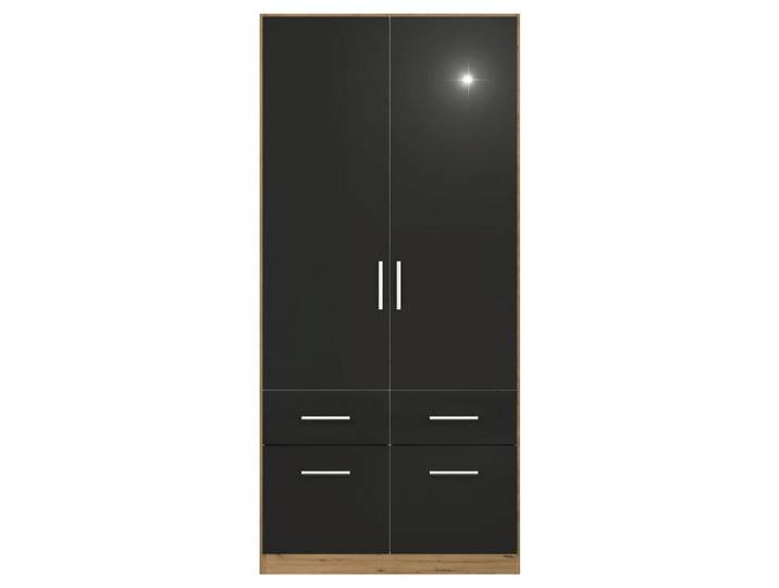 Drehtürenschrank mit Laden 91cm Berlin Eiche Artisan/Grau