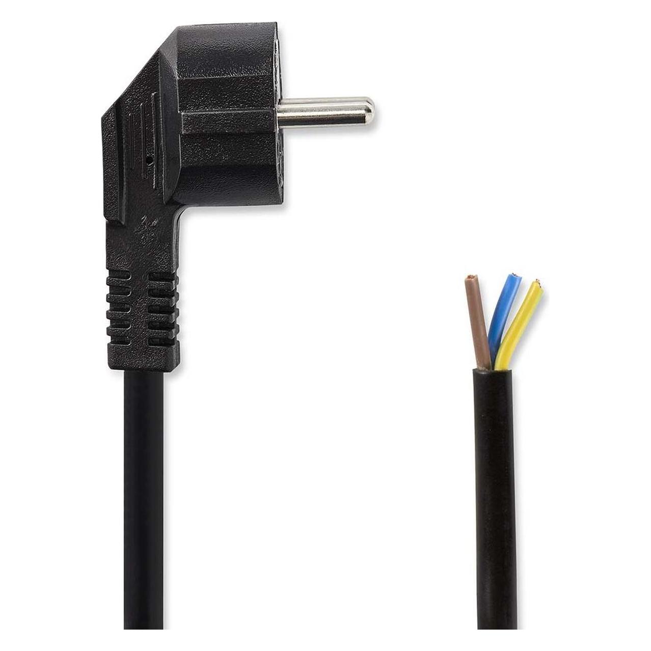 Nedis Stromkabel | Schutzkontaktstecker | Open | Gerade | Gerade | Vernickelt | 1.80 m | Rund | Neop (1.80 m) (CEGL11918BK)