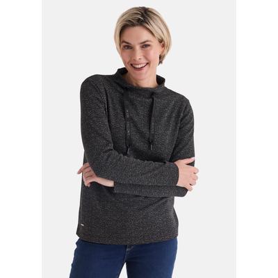 Strickpullover STOOKER WOMEN "TESSA Strickpullover Stehkragen", Damen, Gr. 36/38, grau (schwarz graphic), Jersey, 60% Polyester, 38% Viskose, 2% Elasthan, slim fit, ohne Ausschnitt, Pullover Strickpullover, Strickpullover Stehkragen für Damen