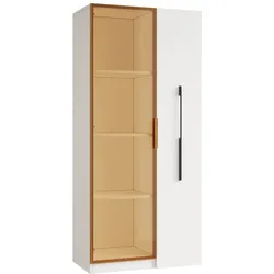 STILVORA Vitrinenschrank MDF Weiß 70x40x160 cm mit LED-Beleuchtung und seitlichem Auszug