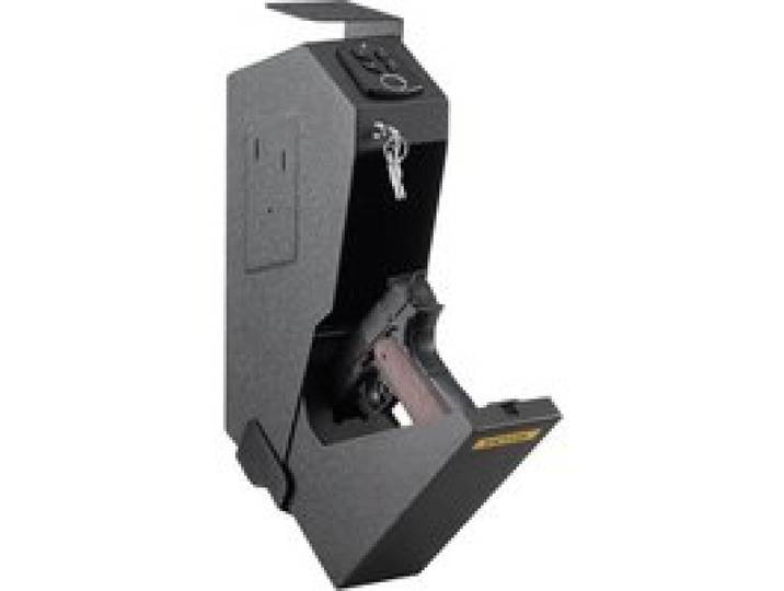 VEVOR Tresor Feuerfest mit Schlüssel 7.3 x 19 x 35.5 cm, Tresor mit Zahlenschloss 3,3 kg, Pistolentresor Feuerfest Wasserdicht mit Fingerabdruck, Möbeltresor Elektronikschloss mit Stahlkonstruktion