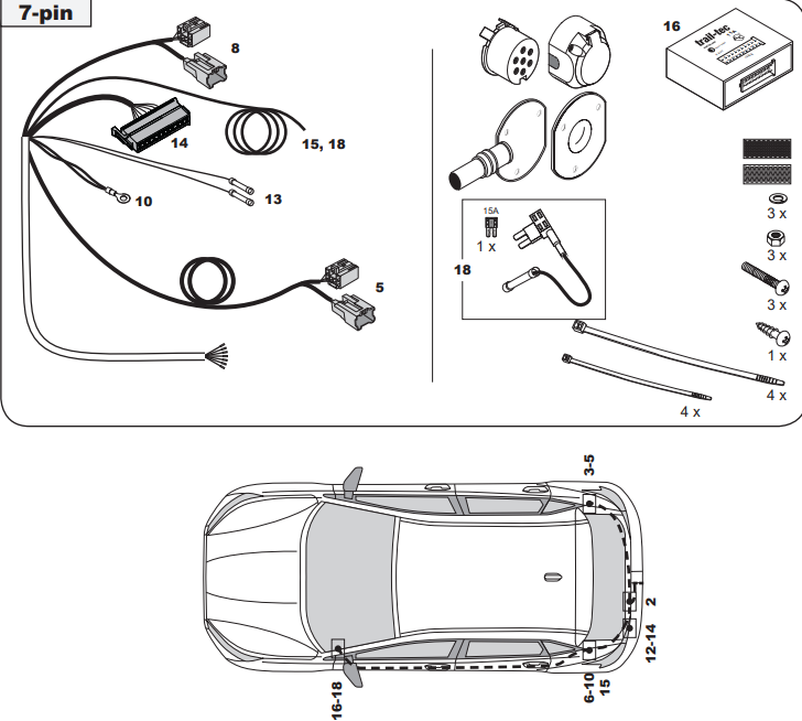 FAISCEAU SPECIFIQUE 7 BROCHES POUR HYUNDAI BAYON SANS FEUX LED ARRIERE (03/21-)