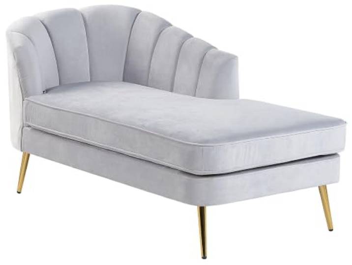 Beliani Linksseitige Chaiselongue Hellgrau Samtstoff Samt Links mit Lehne Stoff, Grau, Abgesenkt, Schaumstoff-Füllung, Wellenfederung, Sitzhöhe 43 cm, Belastbarkeit 150 kg, 150 x 76 x 75 cm