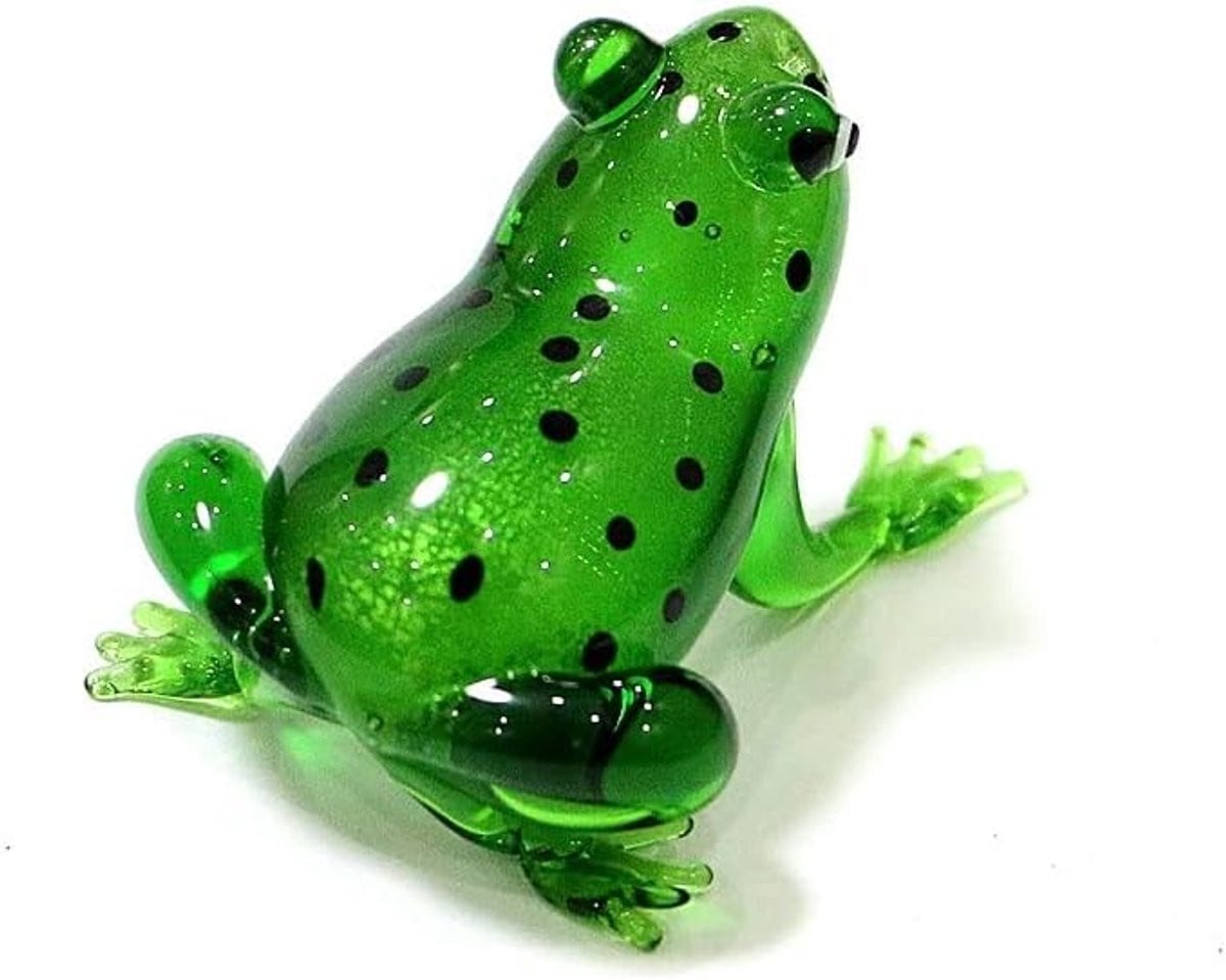 Handgeblazen Glazen Kikkers Lichtgroen - Mini Decoratie Beeldjes voor op Tafel