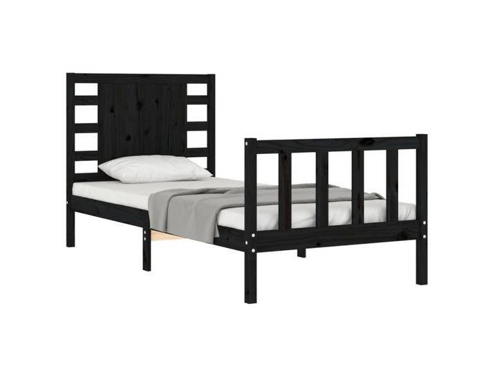 furnicato Bettgestell Holzbett Massivholz 205,5x205,5x100 cm Schwarz (1-tlg), Schlafmöbel mit atmungsaktiven Sperrholzlatten, Gewichtsverteilung