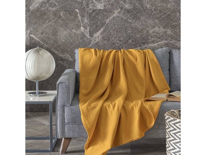 Plaid gaze de coton miel 130x170 cm