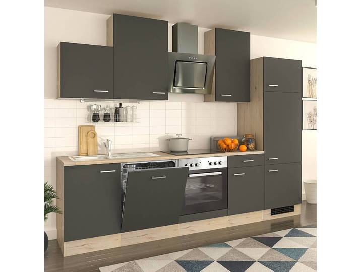 Küchenzeile Cresta Kombi E 280cm Braun/Grau/Basalt