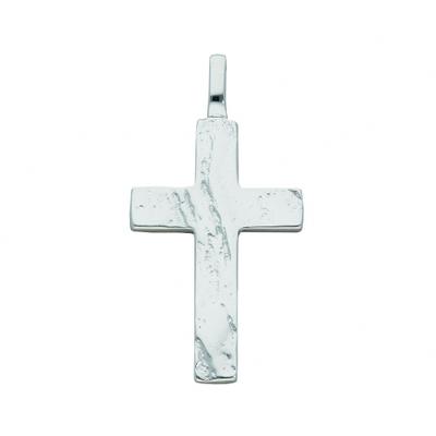 Kreuzkette ADELIA´S "Halskette - Kreuzkette mit Kreuz Anhänger aus 925 Silber", silber, Halsketten, Damen, Silber 925 (Sterlingsilber), Kreuzkette, Schmuckset mit bis 45 cm stufenlos verstellbarer 925 Silber Halskette