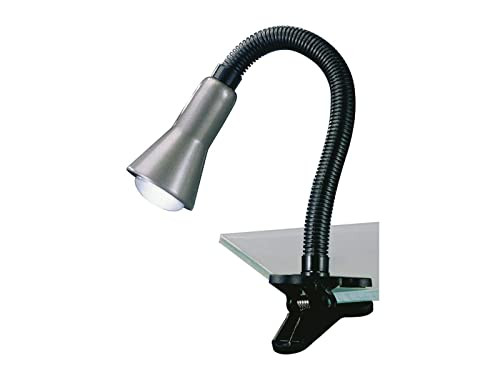 Trio Leuchten Klemlamp Felxo zwart/staalkleurig met E14 fitting en verstelbare leesarm