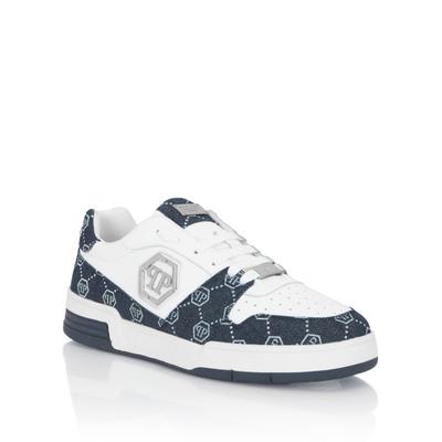 Sneaker PHILIPP PLEIN "Monogram", Herren, Gr. 47, Normalschaft, blau (0108, weiß, middleblau), Schuhe Sneaker