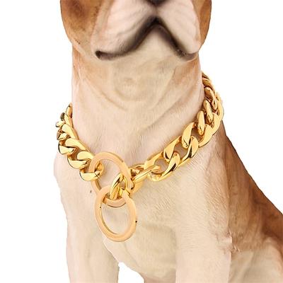 15 mm eBay-Titanstahl, Edelstahl, goldenes Pitbull-Haustier, große Hundekette, Haustierkettenhalsband