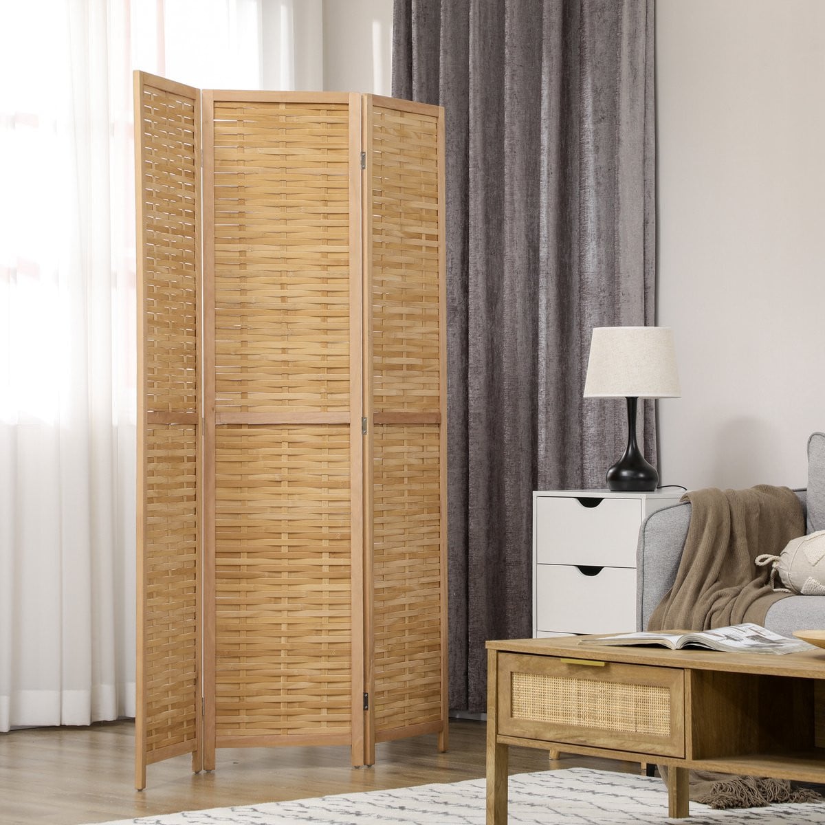 Modenuit Kamerscherm – 3-Delig Opvouwbaar – Bamboe – Naturel – B: 120 cm, H: 170 cm