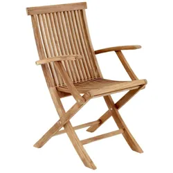 Gartenstuhl Turin aus Teakholz, mit Armlehne, klassisch, natur, für Outdoor
