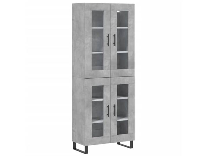 Highboard Betongrau 69,5x34x180 cm Holzwerkstoff Viel Stauraum, Metallfüße, Stabile Konstruktion, Mit Wandhalterung
