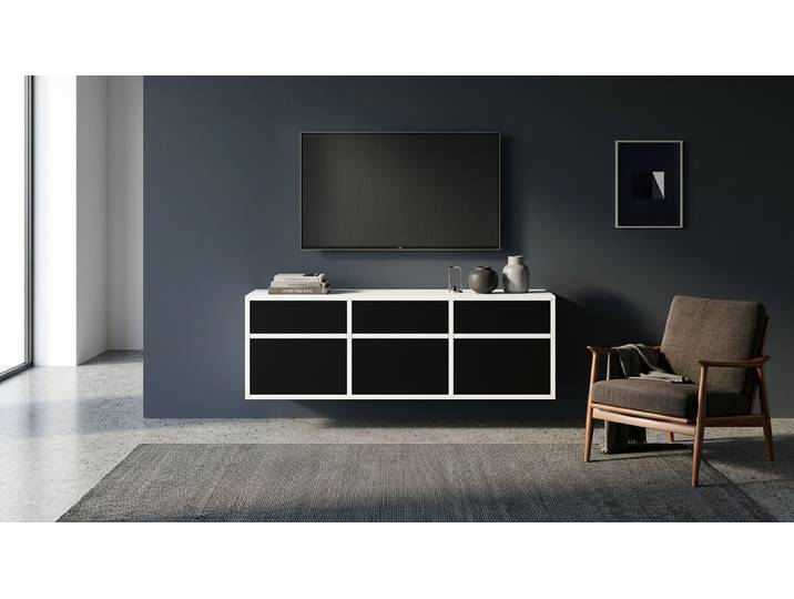 Maßgefertigtes Lowboard hängend MDF Beschichtet MDF Weiß matt