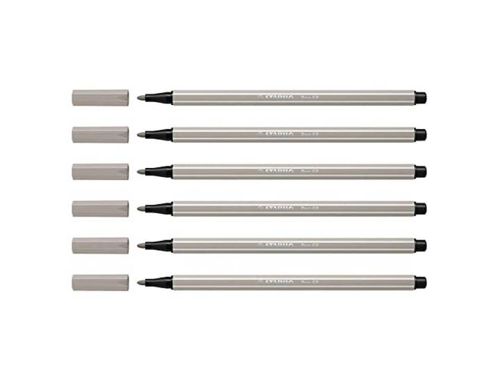 STABILO Set met 6 viltstiften tekening Pen 68, parelgrijs